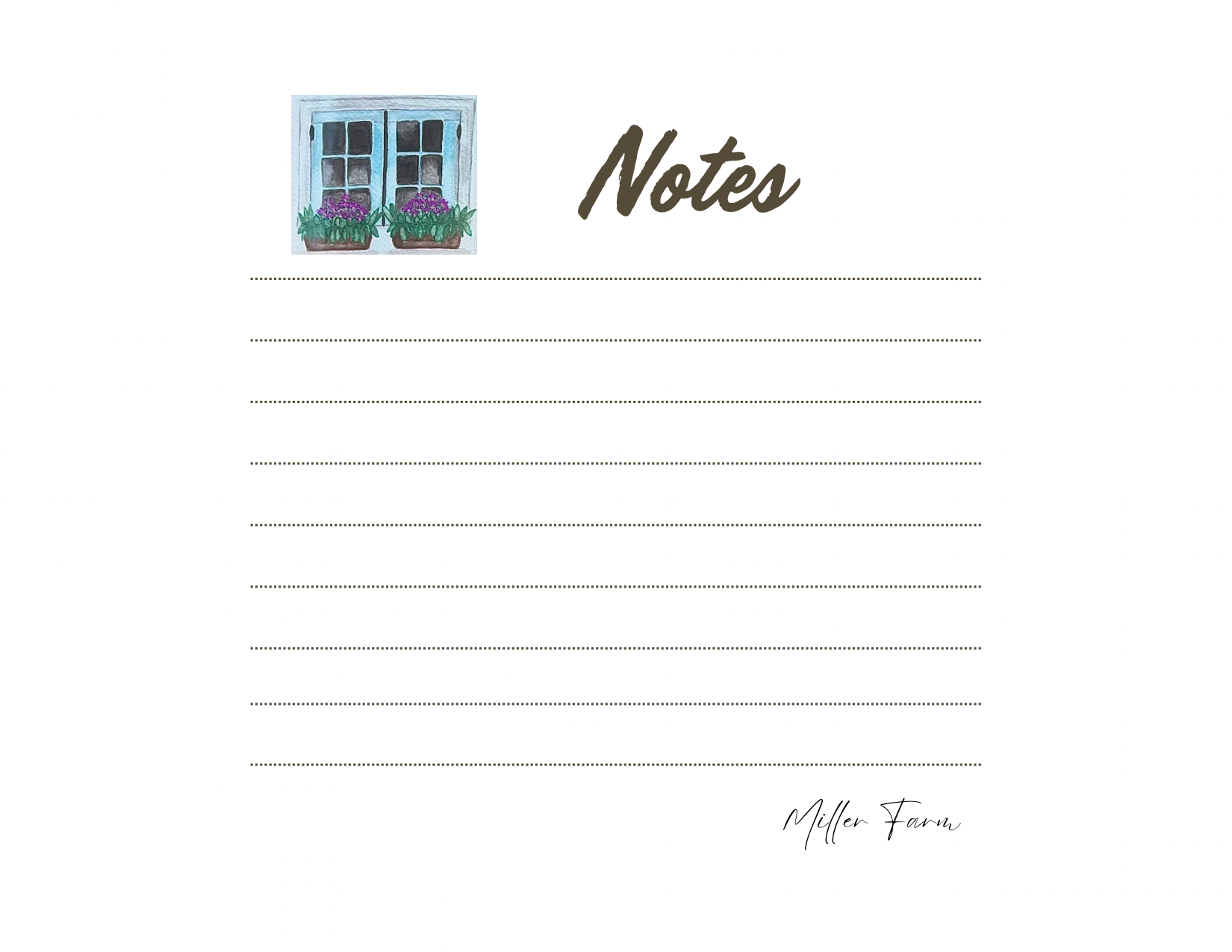 Watercolor Slow Living Note Cards- Farmhouse lined note cards
