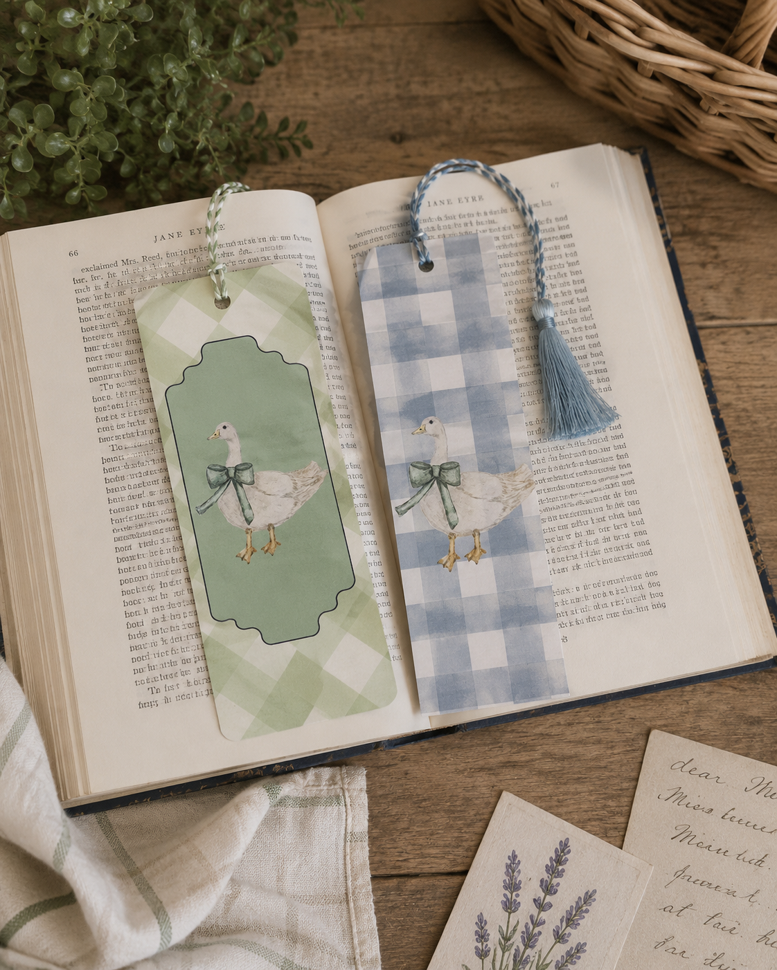 Watercolor Cozy Bookmark Set- farmhouse Art Print Bookmarks - 2 for $12
