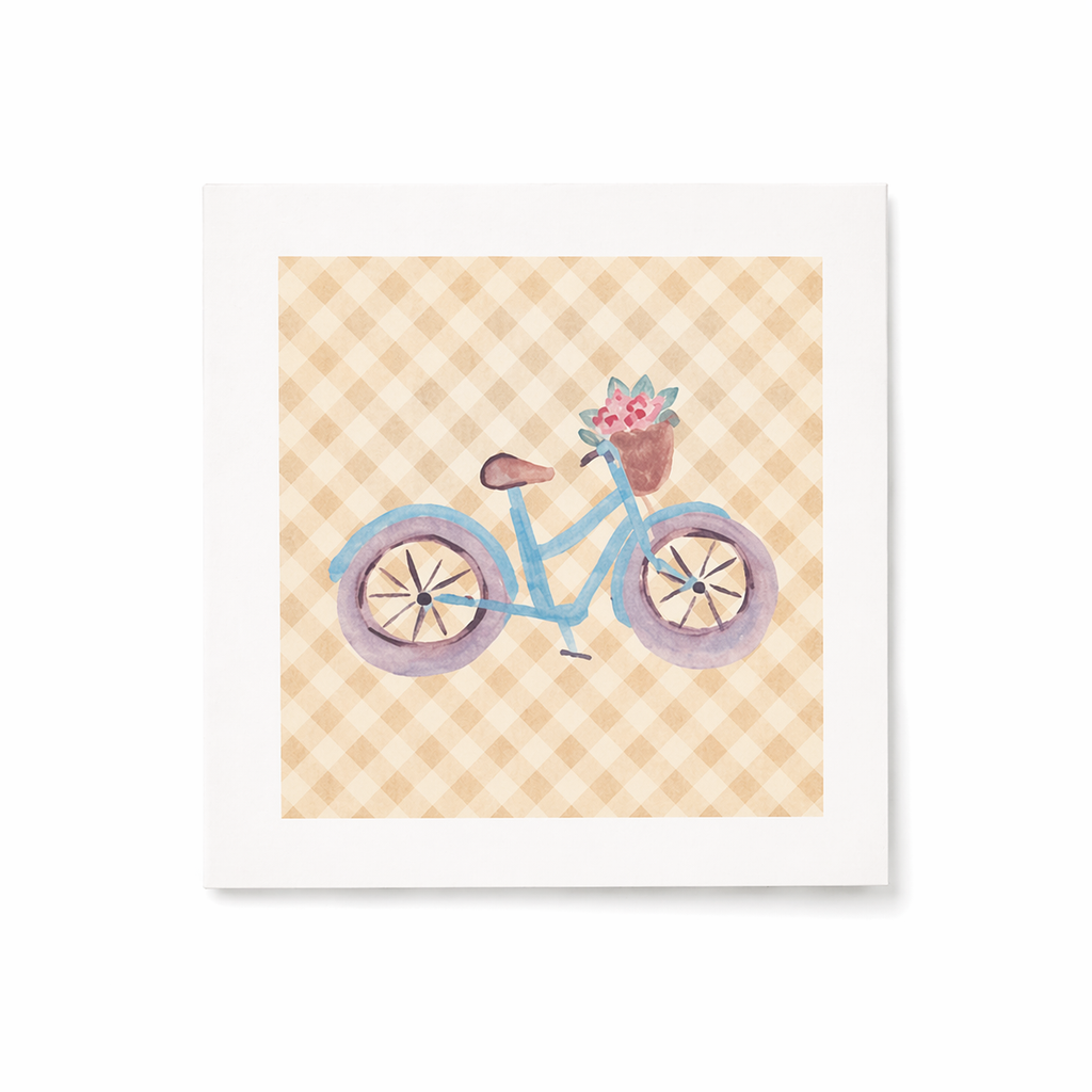 Watercolor Mini Greeting Cards ( Bunny + Bike )- Farmhouse mini greeting cards