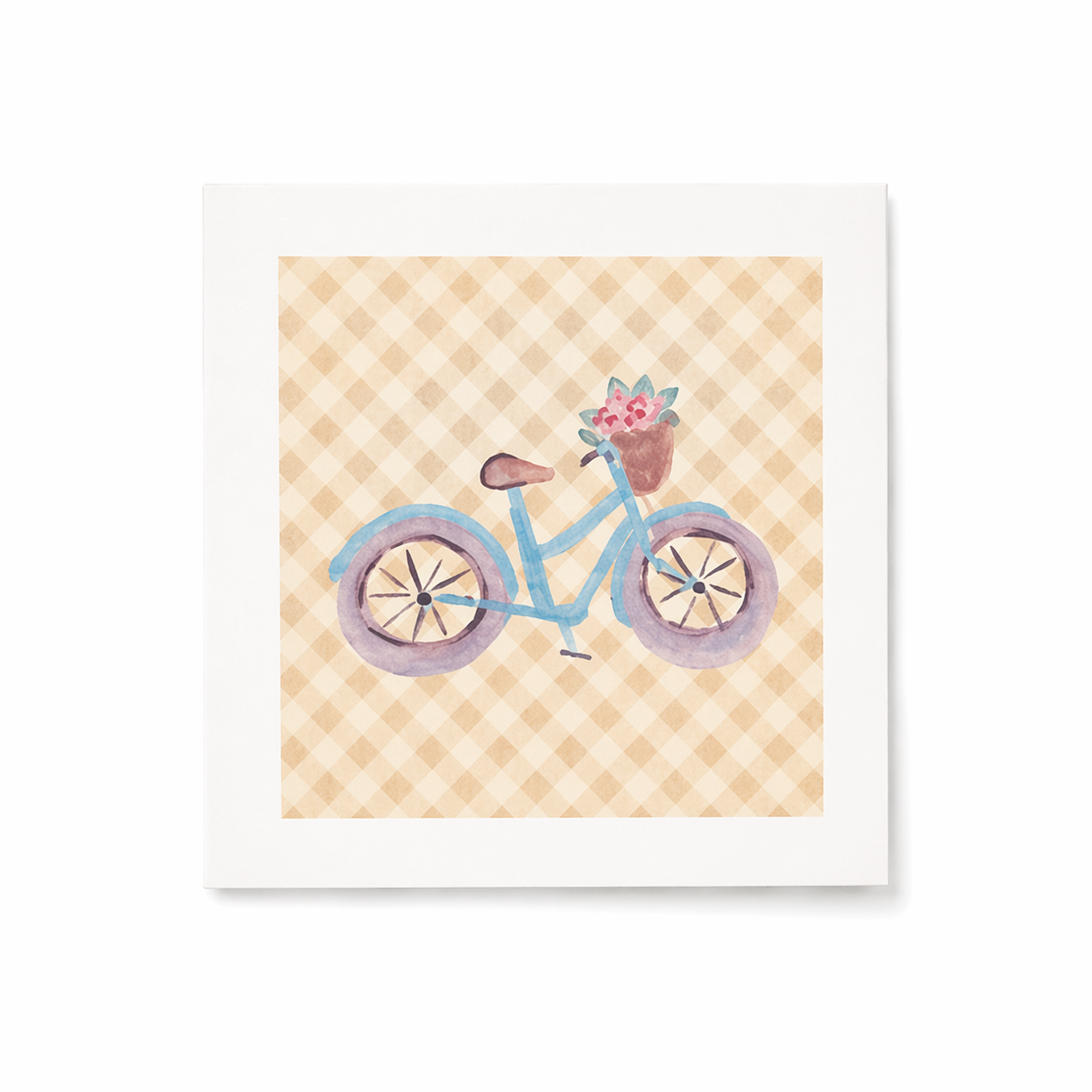 Watercolor Mini Greeting Cards ( Bunny + Bike )- Farmhouse mini greeting cards