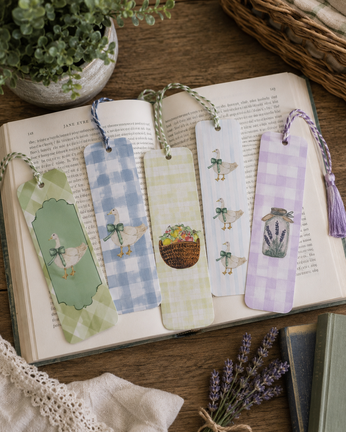 Watercolor Cozy Bookmark Set- farmhouse Art Print Bookmarks - 2 for $12