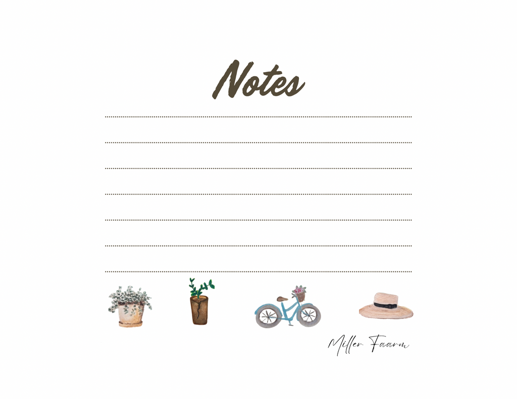 Watercolor Slow Living Note Cards- Farmhouse lined note cards