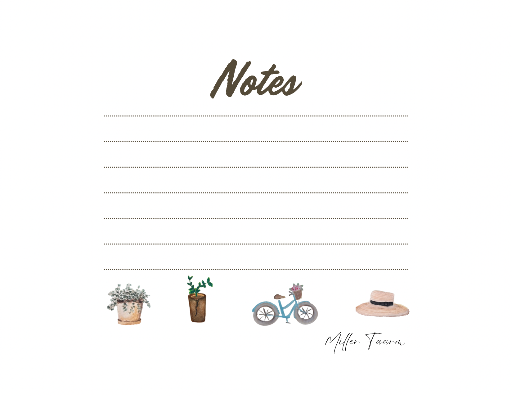 Watercolor Slow Living Note Cards- Farmhouse lined note cards