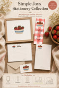 Simple Joys Bowl of Strawberries Watercolor Stationery Gift Set
Art Print, Notepad, Bookmark, Note Cards & Mini Cards