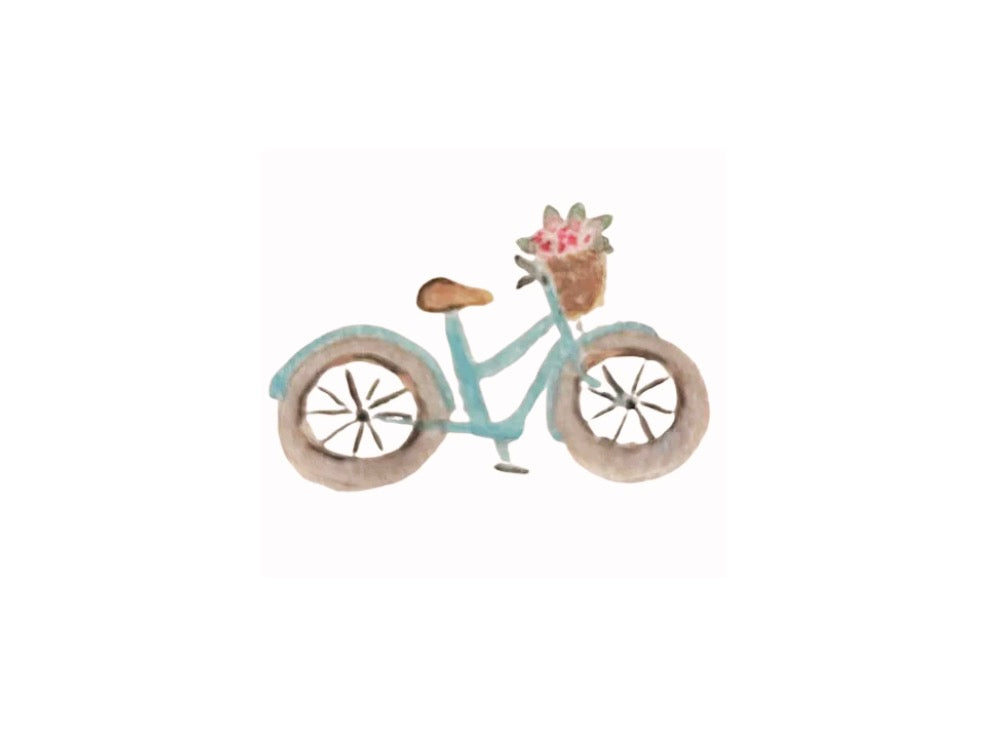 Simple Joys Bike Watercolor Stationery Gift Set|
Art Print, Notepad, Bookmark, Note Cards & Mini Cards