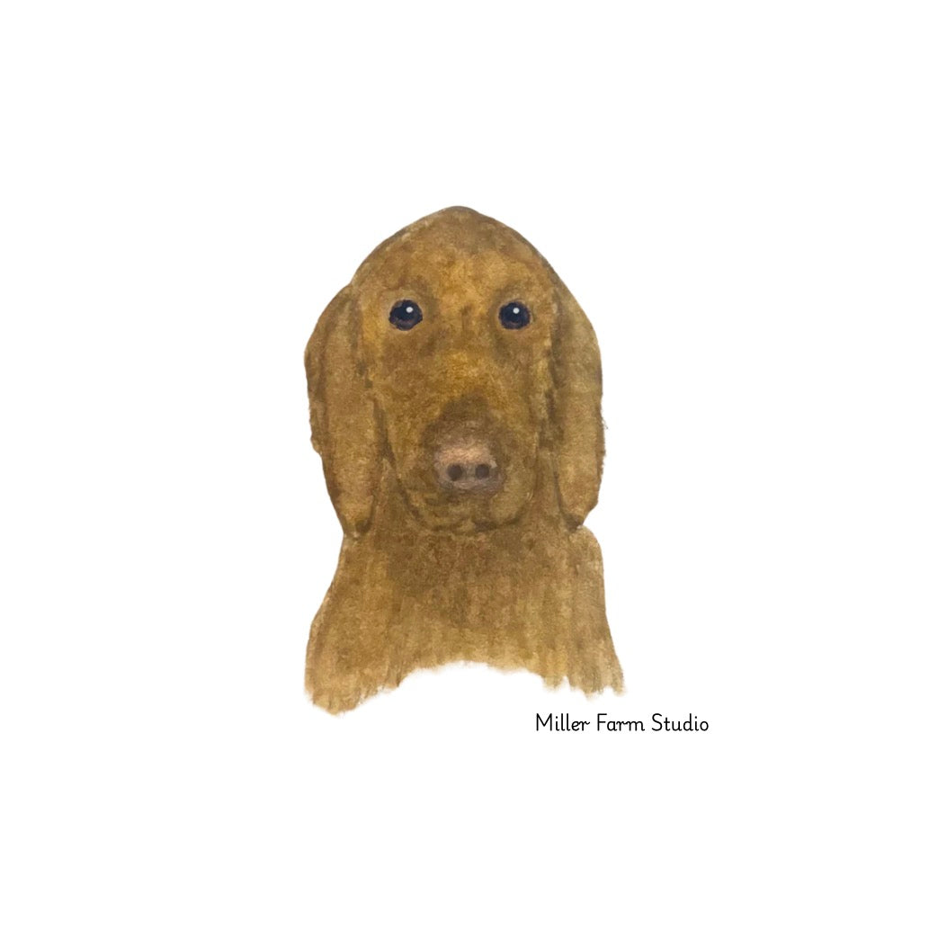 Framed Golden Retriever Watercolor Art Print, 4x6