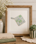 Framed Original Watercolor Quilted Potholder Painting, 4x4