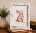 Framed Original Watercolor Bunny Painting, 4x6