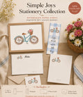 Simple Joys Bike Watercolor Stationery Gift Set|
Art Print, Notepad, Bookmark, Note Cards & Mini Cards