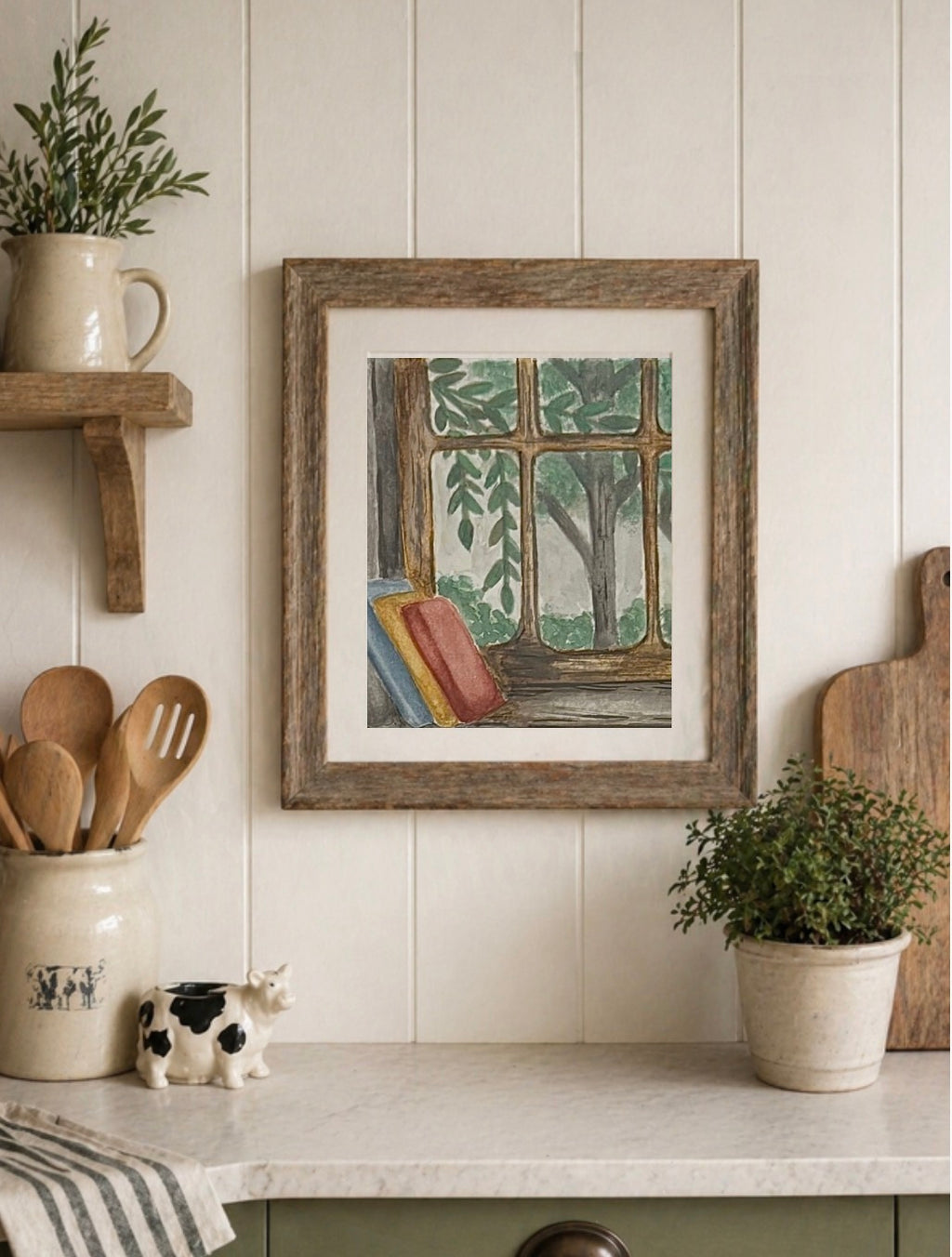 Framed Reading Nook Watercolor Art Print, 8" x 10"