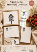 Simple Joys Bird House Watercolor Stationery Gift Set Art Print, Notepad, Bookmark, Note Cards & Mini Cards