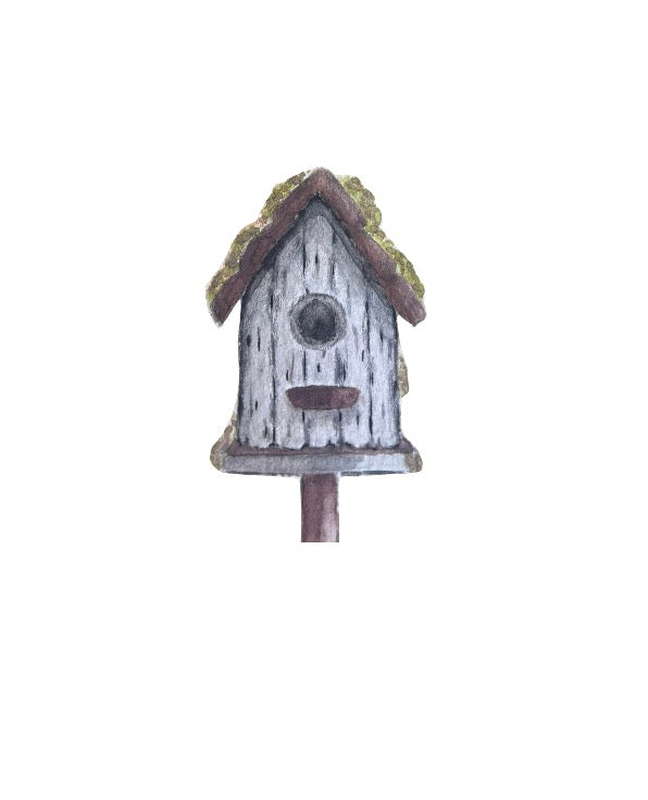 Simple Joys Bird House Watercolor Stationery Gift Set Art Print, Notepad, Bookmark, Note Cards & Mini Cards