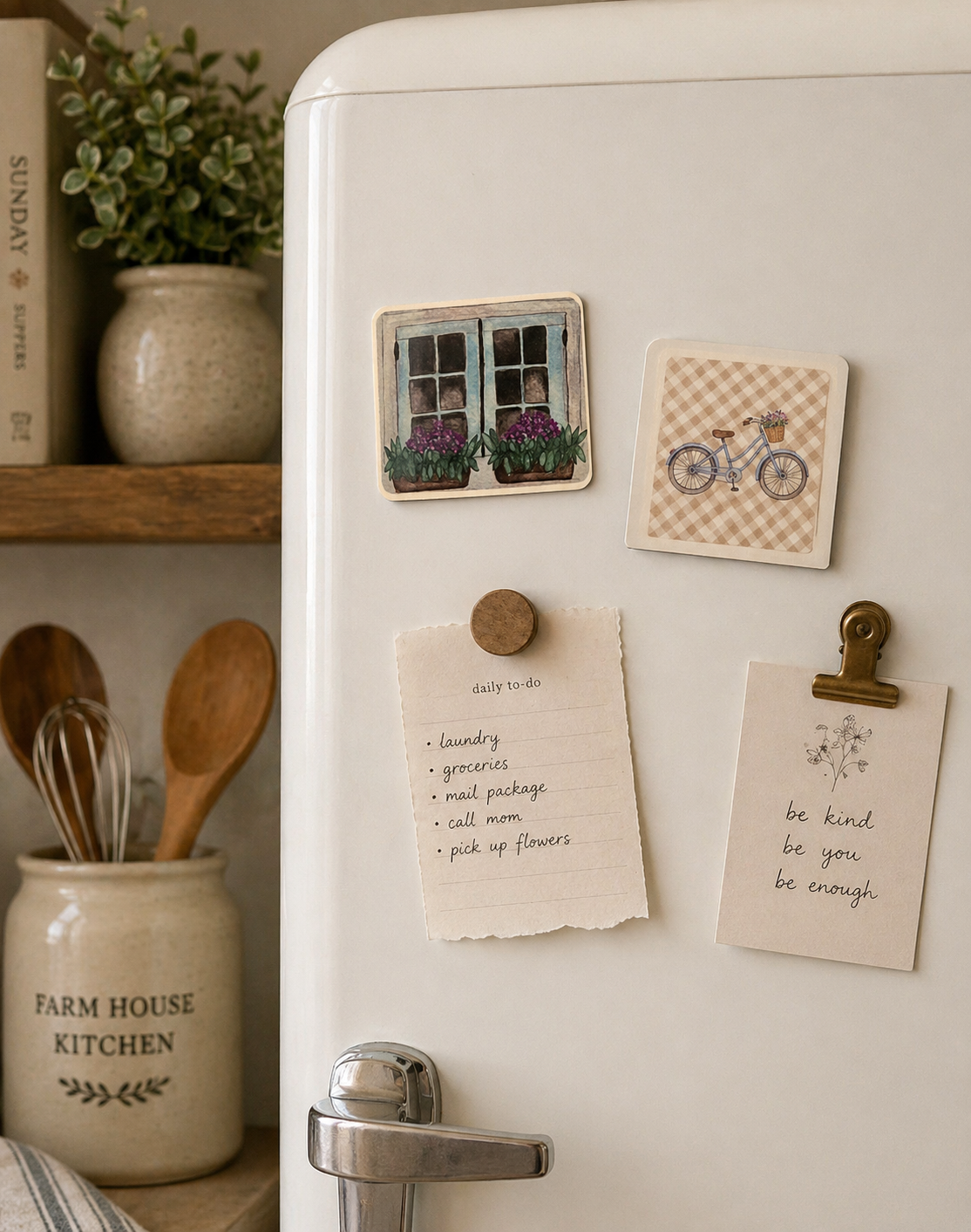 Watercolor Slow Living Magnet- farmhouse Art Print Magnet