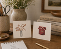 Watercolor Mini Greeting Cards ( Plant in Vase + Jam )- Farmhouse greeting cards