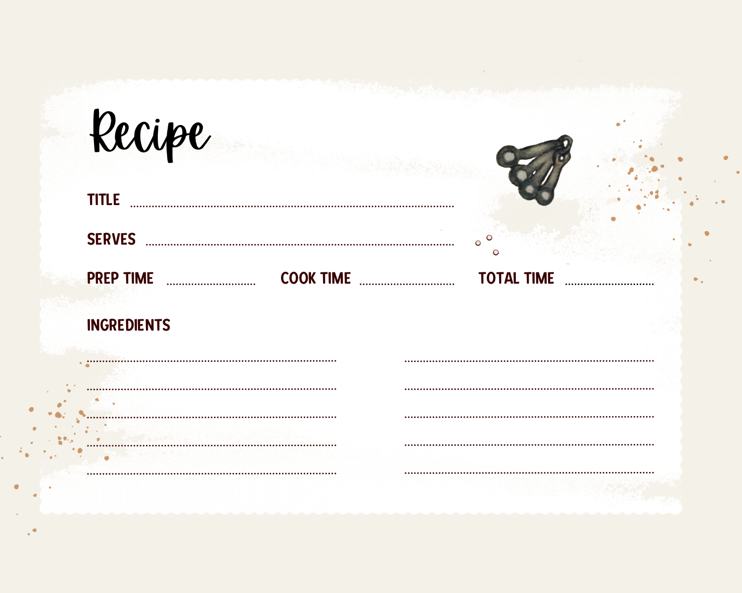 Watercolor Slow Living Recipe Cards- farmhouse lined recipe cards