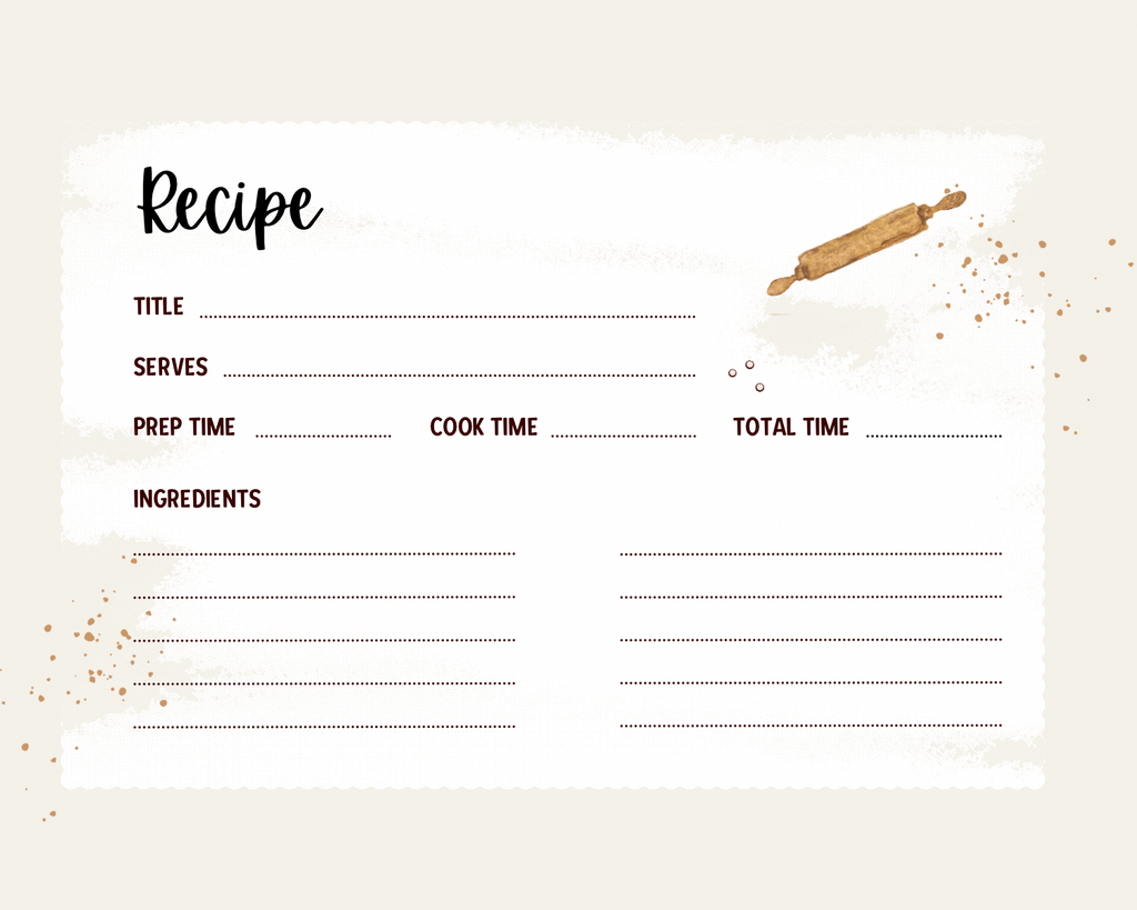 Watercolor Slow Living Recipe Cards- farmhouse lined recipe cards