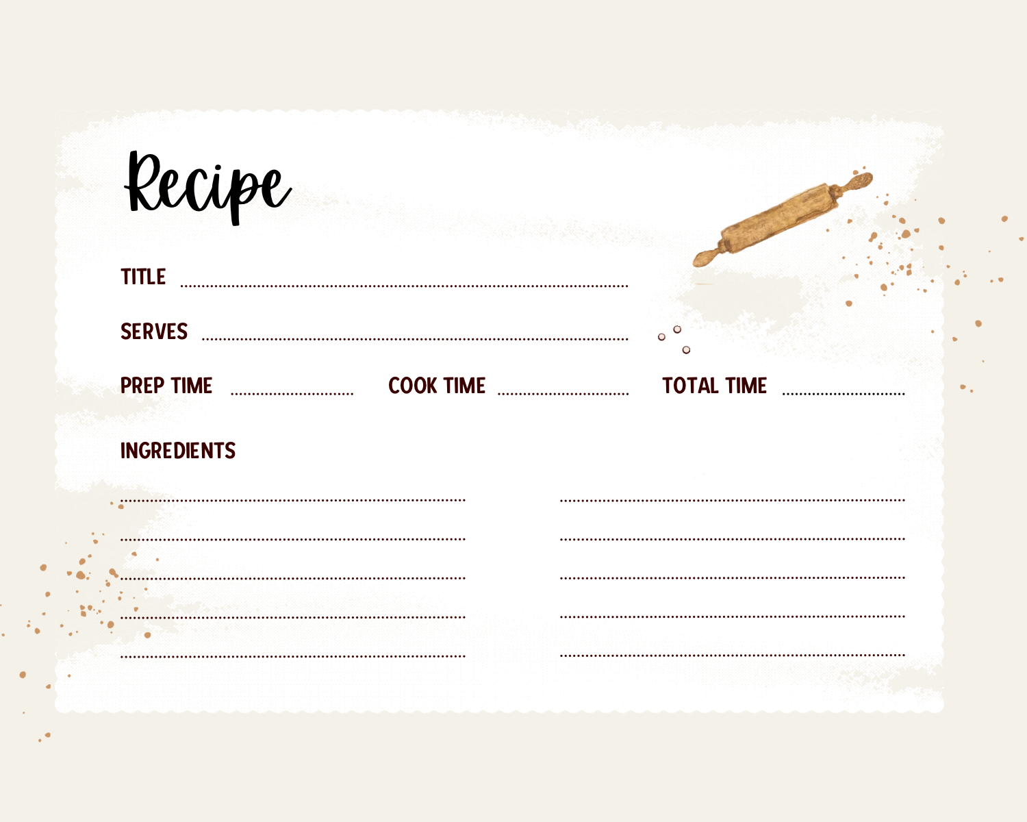 Watercolor Slow Living Recipe Cards- farmhouse lined recipe cards