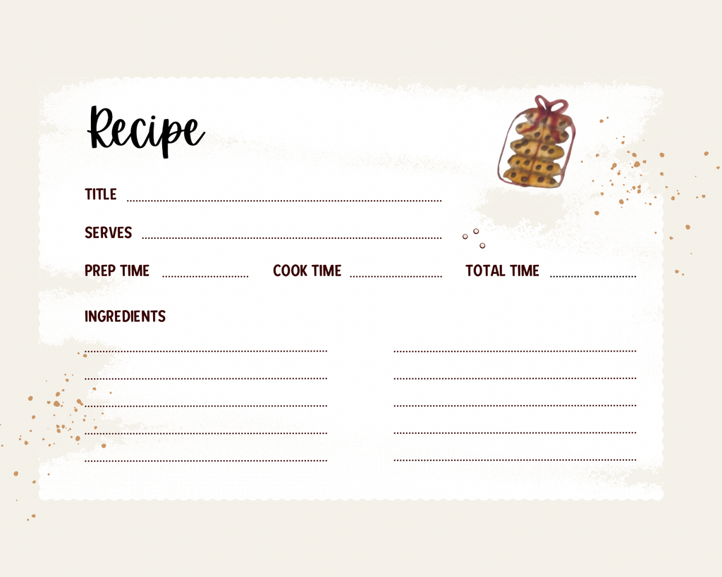 Watercolor Slow Living Recipe Cards- farmhouse lined recipe cards