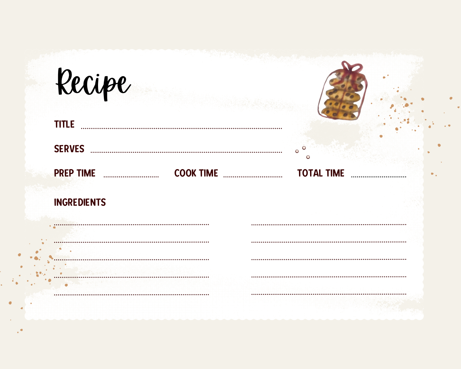 Watercolor Slow Living Recipe Cards- farmhouse lined recipe cards