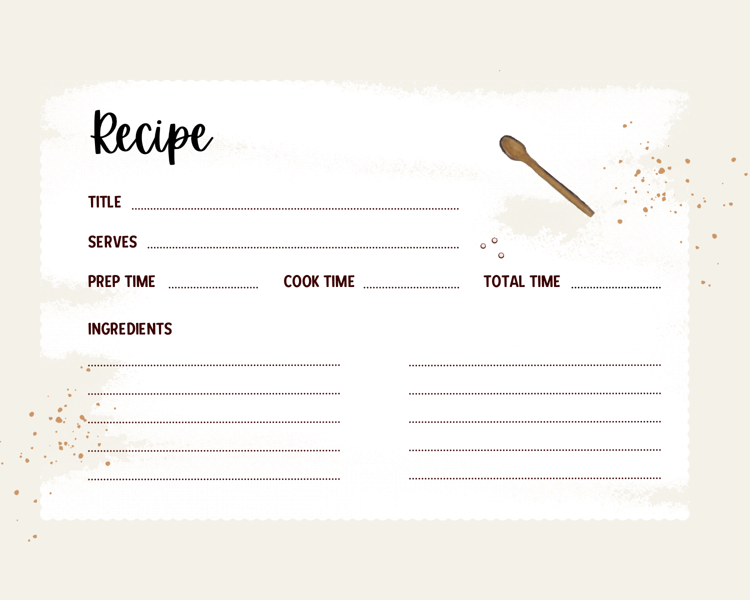 Watercolor Slow Living Recipe Cards- farmhouse lined recipe cards