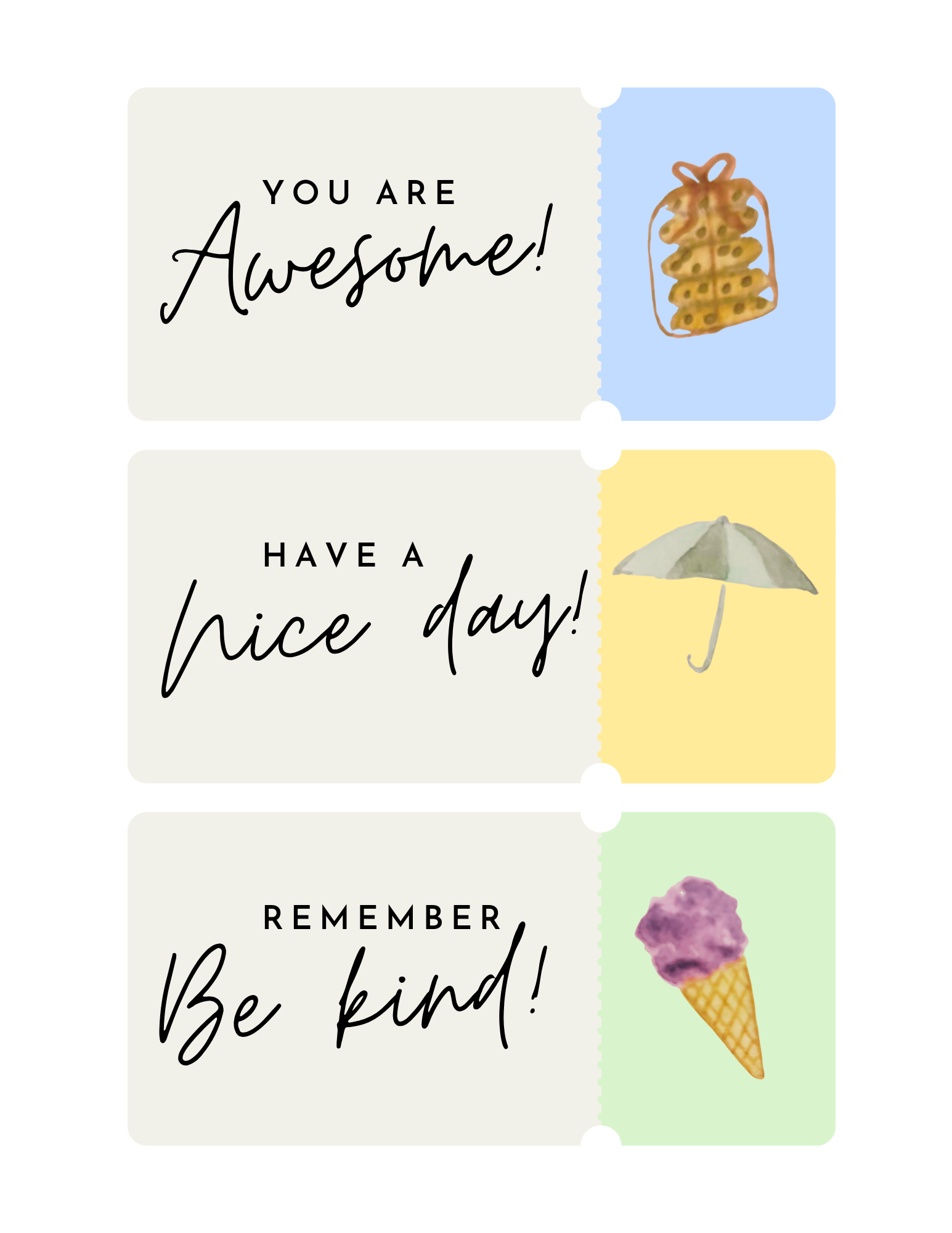 Watercolor Lunchbox Love Notes for Kids -farmhouse lunch notes