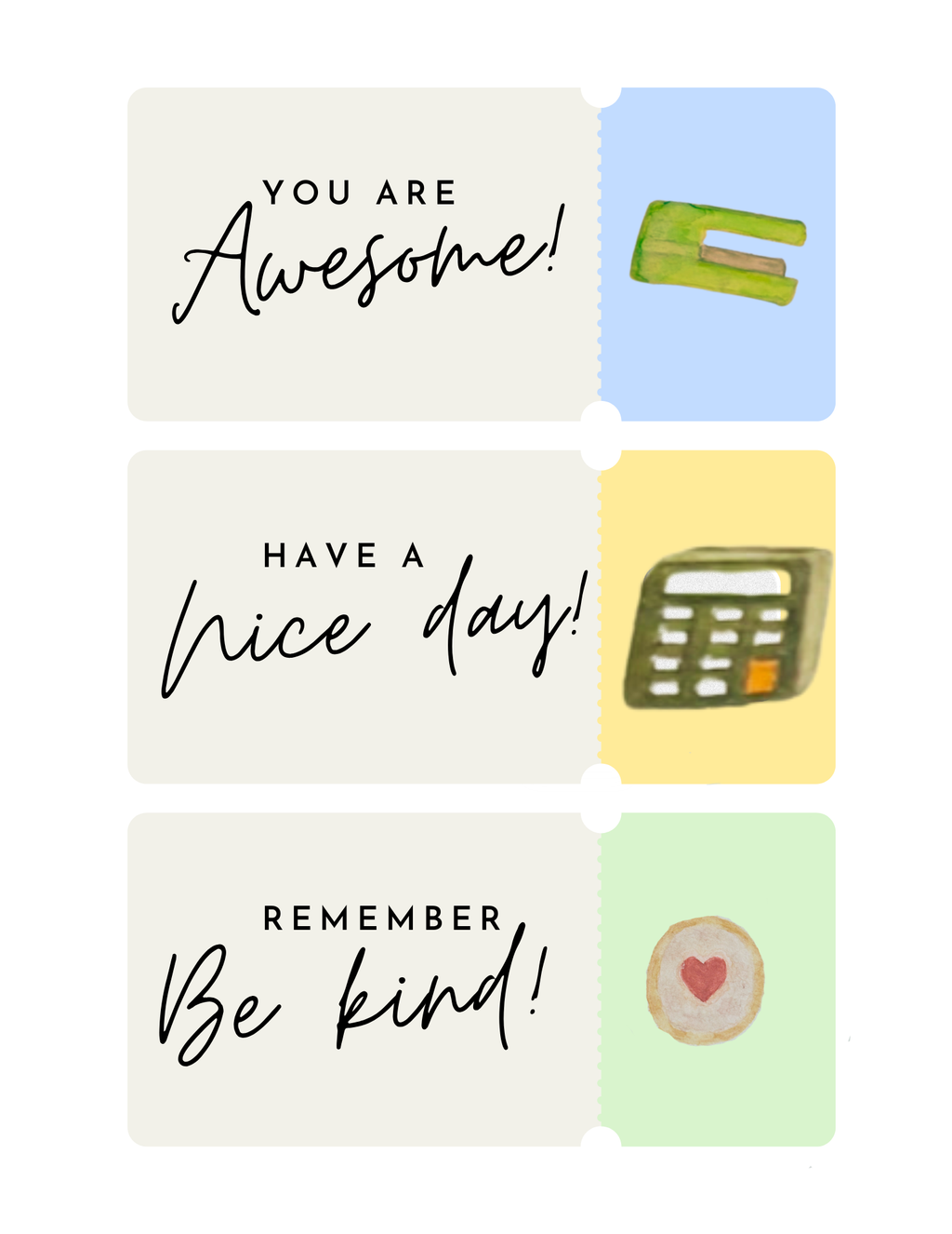 Watercolor Lunchbox Love Notes for Kids -farmhouse lunch notes