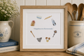 Framed Original Watercolor Happiness is Homemade Painting, 4x4