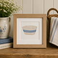 Framed Original Watercolor Striped Bowl Artwork 4 x 4