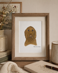 Framed Golden Retriever Watercolor Art Print, 4x6