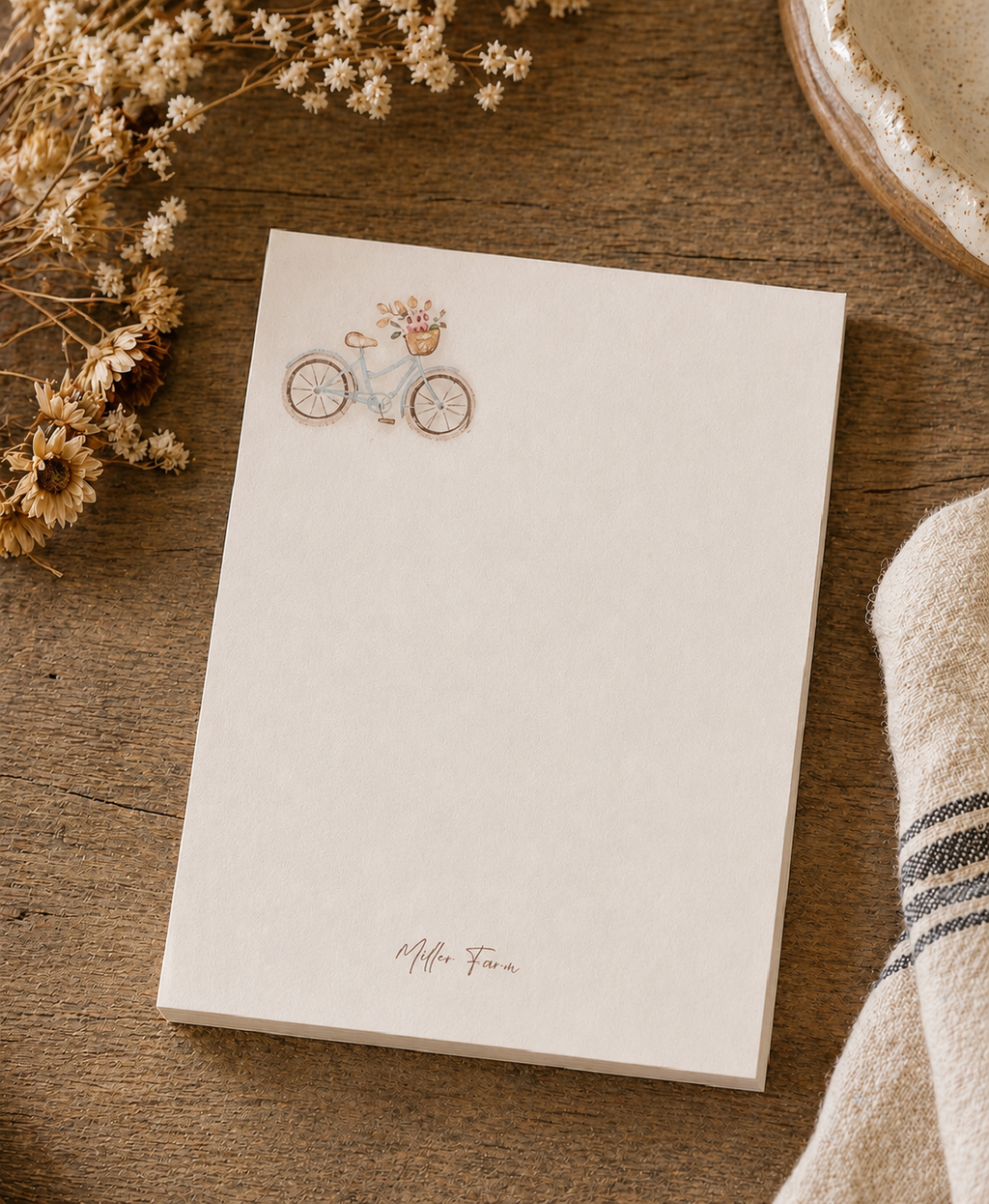 Simple Joys Bike Watercolor Stationery Gift Set|
Art Print, Notepad, Bookmark, Note Cards & Mini Cards