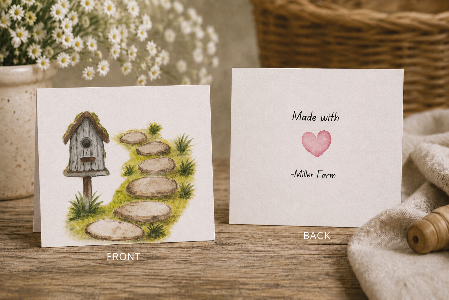 Simple Joys Bird House Watercolor Stationery Gift Set Art Print, Notepad, Bookmark, Note Cards & Mini Cards