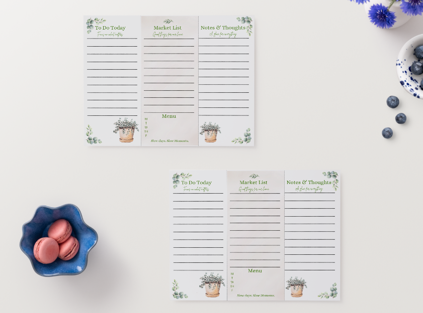 The Watercolor Weekly Note Pad - farmhouse-lined notepad
