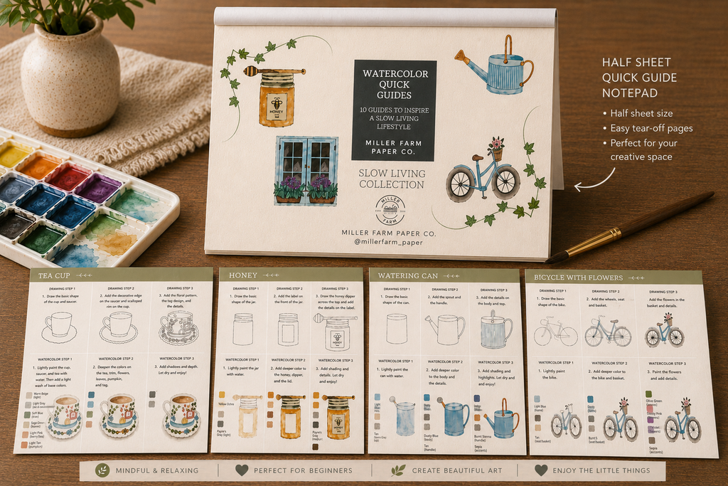 Watercolor Quick Guides- Farmhouse Watercolor Quick Guides  8.5 x 5.5