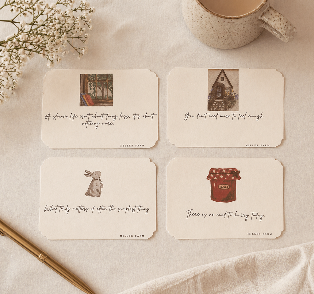 Watercolor Slow Living Affirmation Cards - farmhouse Art Print Affirmation cards