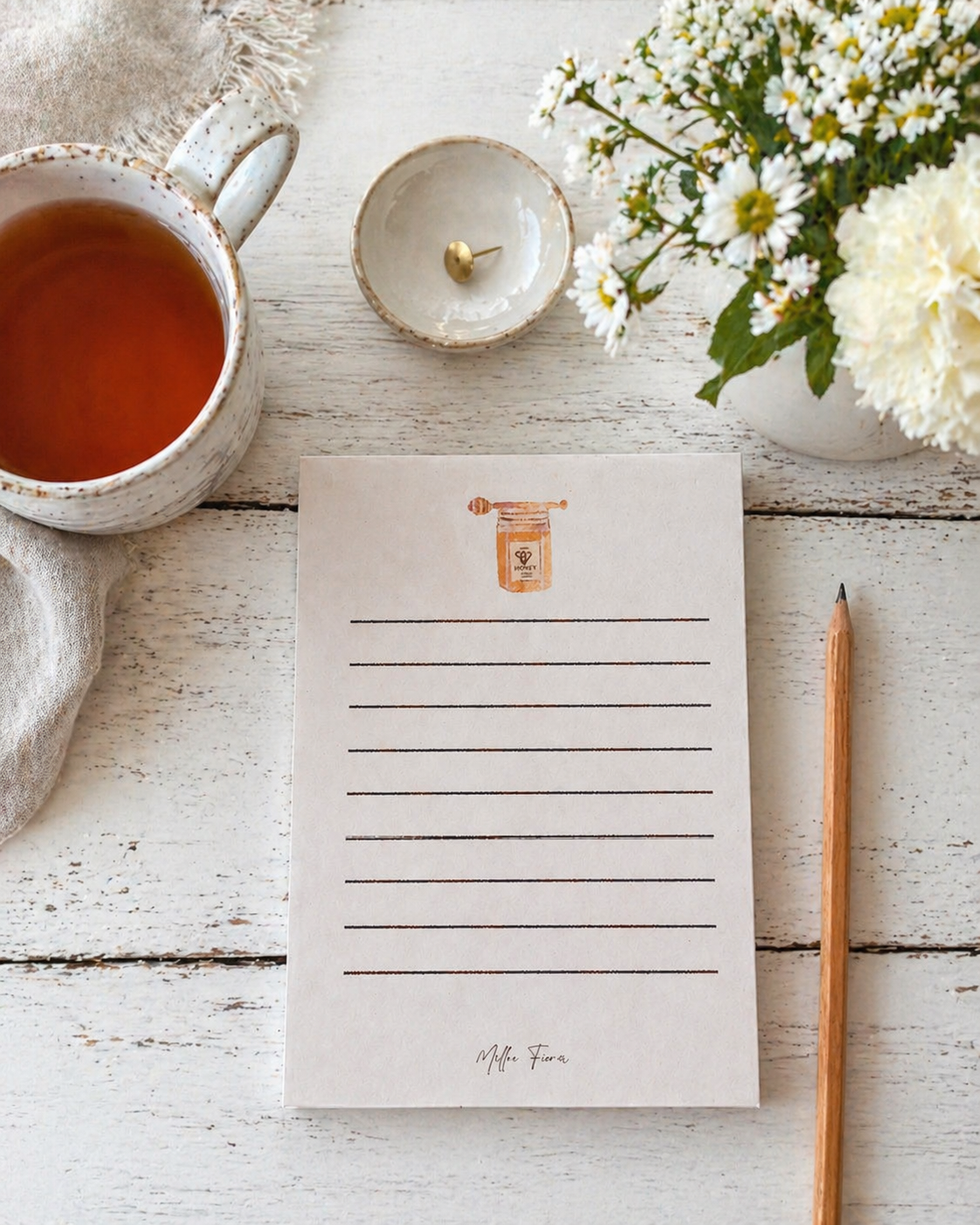 Watercolor Honey Note Pad- Farmhouse Lined notepad