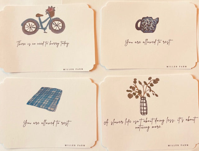 Watercolor Slow Living Affirmation Cards - farmhouse Art Print Affirmation cards