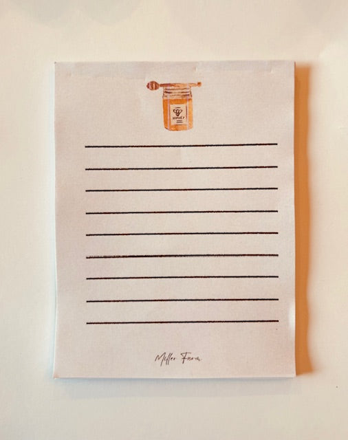 Watercolor Honey Note Pad- Farmhouse Lined notepad